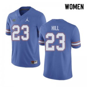 Women's Florida Gators #23 Jaydon Hill NCAA Jordan Brand Blue Authentic Stitched College Football Jersey CSO8762VL